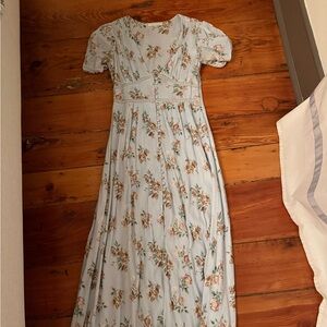 LoveShackFancy Light Blue Floral Maxi Dress